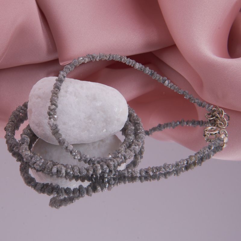 Rohdiamant Kette grau